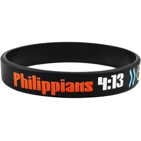 LF Mens Silicone Bible Verse Wristbands Rubber Psalm Jsaiah Jeremiah Philiooians Christian Bible Quote Scripture Cuff Bracelet for Teens Adult Gift for Baptism Outdoor