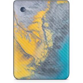 Carbon Fiber Tablet Skin Compatible with Kobo Clara 2E (2022) - Yellow Spill - Premium 3M Vinyl Protective Wrap Decal Cover - Easy to Apply | Crafted in The USA by MightySkins