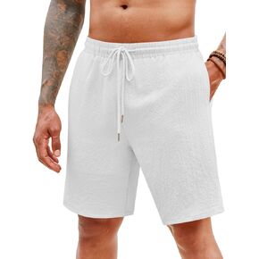 PASLTER شورت رجالي كاجوال بخصر مطاطي برباط خفيف الوزن للصيف والشاطئ in Kuwait