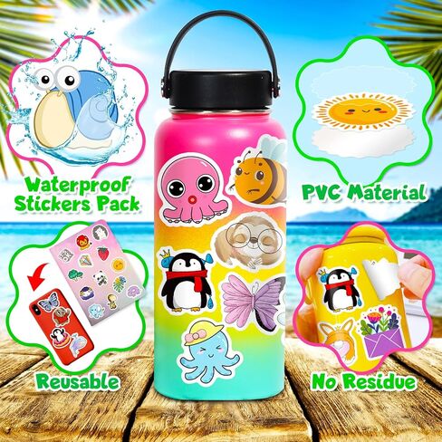 600 Pcs Cute Water Bottle Stickers for Kids, Colorful Animal Vinyl Stickers for Water Bottles, Cool Bulk Stickers for Phone Computer Luggage Skateboard Laptop Stickers for Girls Teens Boys Teachers in Kuwait