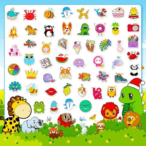 600 Pcs Cute Water Bottle Stickers for Kids, Colorful Animal Vinyl Stickers for Water Bottles, Cool Bulk Stickers for Phone Computer Luggage Skateboard Laptop Stickers for Girls Teens Boys Teachers in Kuwait