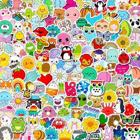 600 Pcs Cute Water Bottle Stickers for Kids, Colorful Animal Vinyl Stickers for Water Bottles, Cool Bulk Stickers for Phone Computer Luggage Skateboard Laptop Stickers for Girls Teens Boys Teachers in Kuwait