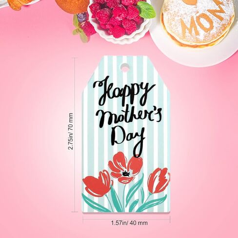 60 Pieces Mother's Day Gift Tags Happy Mother's Day Paper Tags Mother’s Day Gift Wrap Tags for Mother's Day Party Mom Birthday Party Supplies Decorations in Saudi Arabia