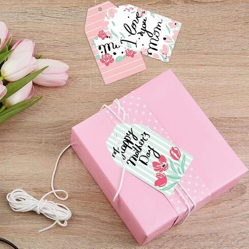 60 Pieces Mother's Day Gift Tags Happy Mother's Day Paper Tags Mother’s Day Gift Wrap Tags for Mother's Day Party Mom Birthday Party Supplies Decorations in Saudi Arabia