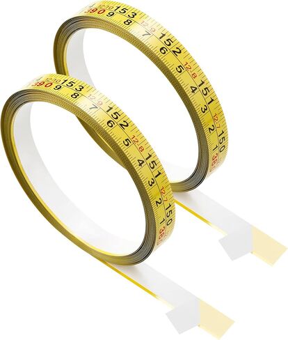 2 Packs Steel Self-Adhesive Measuring Tape, Right to Left Reading 200cm or 78-Inch Imperial and Metric Ruler Tape, 1/2-Inch Peel and Stick Tape Measure for Woodworking, Saw, Drafting Table, Yellow in Saudi Arabia