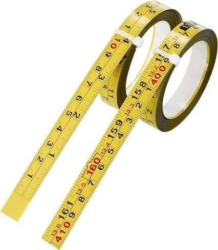 2 Packs Steel Self-Adhesive Measuring Tape, Right to Left Reading 200cm or 78-Inch Imperial and Metric Ruler Tape, 1/2-Inch Peel and Stick Tape Measure for Woodworking, Saw, Drafting Table, Yellow in Saudi Arabia