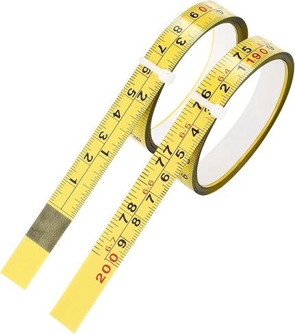 2 Packs Steel Self-Adhesive Measuring Tape, Right to Left Reading 200cm or 78-Inch Imperial and Metric Ruler Tape, 1/2-Inch Peel and Stick Tape Measure for Woodworking, Saw, Drafting Table, Yellow in Saudi Arabia