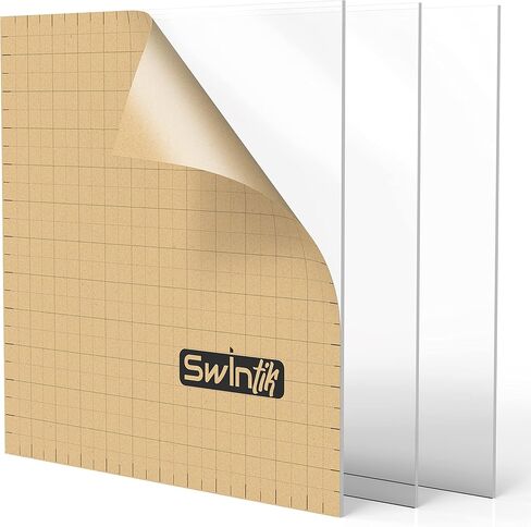 Clear Plexiglass Sheets 12" x 12" - 3 Pack - 1/8" (3mm) Thick - with Easy-to-Use Ruler Guides - Acrylic Sheets for Laser Cutting, DIY Projects & Signs. Easy to Cut & Drill Plastic Sheets in Saudi Arabia