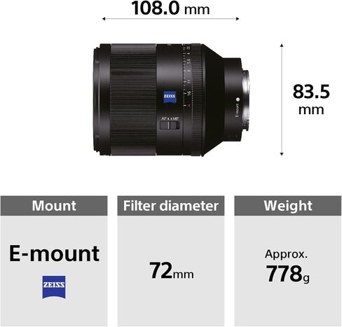 Sony SEL E Mount 50F14Z Zeiss Planar T FE 50 mm 1.4 ZA Lens - Black in Saudi Arabia