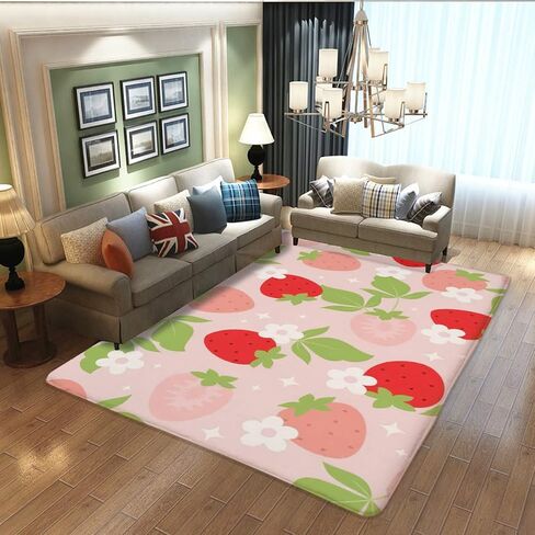 ROZERA Strawberry Rug Cute Strawberry Decor Kawaii Floor mat Non Slip Absorbent Washable Shaggy Aesthetic Area Rug for Bathroom Bedroom Living Room Kitchen Door Mats for Girls 19.7x31.5 in in Saudi Arabia