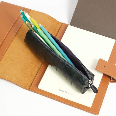 EEL Skin Leather Compact Pen CASE (Black) in Saudi Arabia