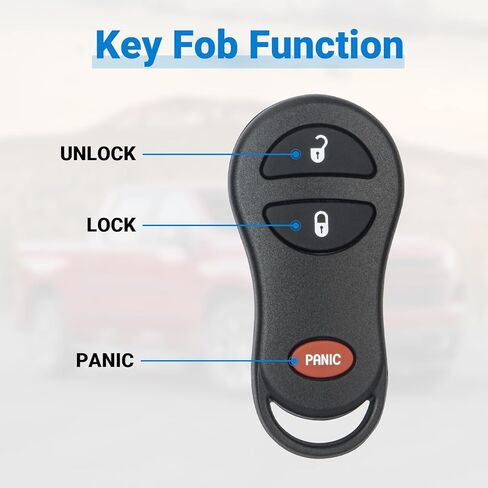 استبدال مفتاح Fob متوافق مع 2002-2005 Dodge Ram 1500 2500 3500/2001-2004 Dakota Grand Caravan Durango/Plymouth Prowler/Chrysler Keyless Entry Remote GQ43VT17T (عبوة واحدة) in Kuwait