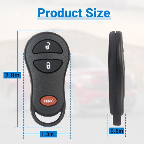 استبدال مفتاح Fob متوافق مع 2002-2005 Dodge Ram 1500 2500 3500/2001-2004 Dakota Grand Caravan Durango/Plymouth Prowler/Chrysler Keyless Entry Remote GQ43VT17T (عبوة واحدة) in Kuwait