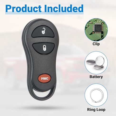 استبدال مفتاح Fob متوافق مع 2002-2005 Dodge Ram 1500 2500 3500/2001-2004 Dakota Grand Caravan Durango/Plymouth Prowler/Chrysler Keyless Entry Remote GQ43VT17T (عبوة واحدة) in Kuwait