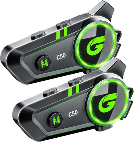 Motorcycle Bluetooth Headset,C50 Motorcycle Intercom 2 Riders Automatic Reconnection,Motorbike Intercom Auto Answer/Voice Control/Active NoiseReduction/IP67 Waterproof(1Pack) in Saudi Arabia