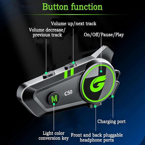 Motorcycle Bluetooth Headset,C50 Motorcycle Intercom 2 Riders Automatic Reconnection,Motorbike Intercom Auto Answer/Voice Control/Active NoiseReduction/IP67 Waterproof(1Pack) in Saudi Arabia