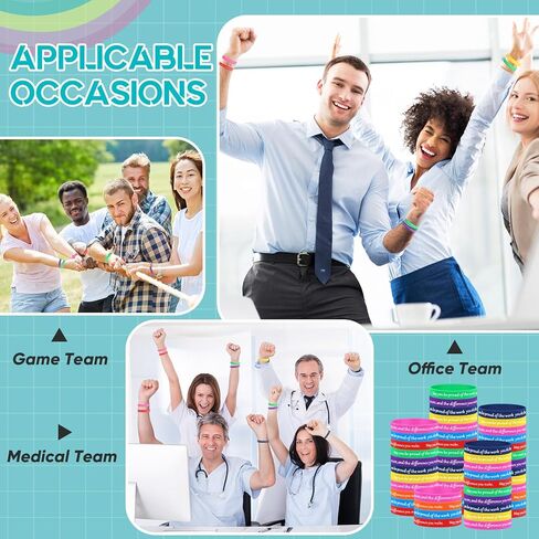 100 Pcs Employee Appreciation Gifts Bulk Silicone Bracelet Motivational Wristbands Inspirational Stretch Unisex Bracelet Thank You Gift, 10 Colors (May You Be Proud Of) in Kuwait