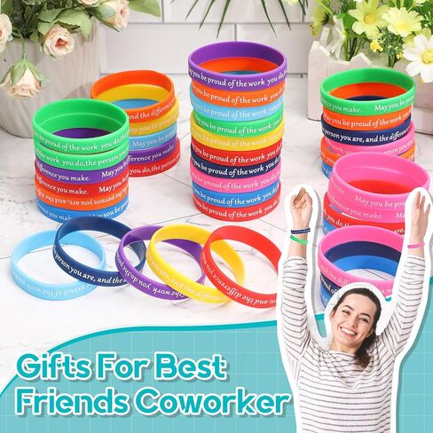 100 Pcs Employee Appreciation Gifts Bulk Silicone Bracelet Motivational Wristbands Inspirational Stretch Unisex Bracelet Thank You Gift, 10 Colors (May You Be Proud Of) in Kuwait