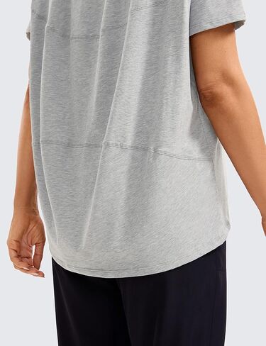 CRZ YOGA Women's Pima Cotton Short Sleeve Shirts Loose Fit Gym Workout T-Shirt Athletic Casual Tops Heathered Medium Grey Small in Saudi Arabia