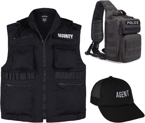 Agent Embroidered Patches Hook and Loop, Durable Fabric Agent Patch for Officer Guard Uniforms Vest, Jacket, Carrier, Hat, One Small and One Large Black in Kuwait