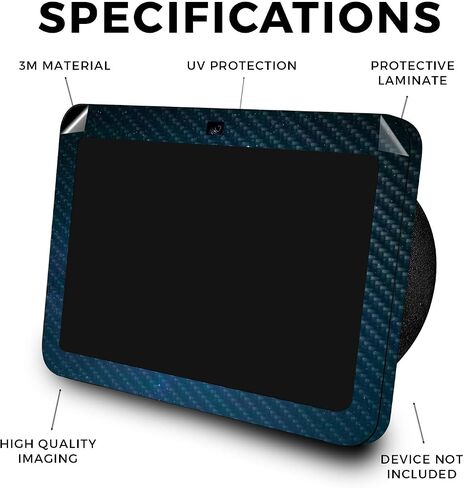 Carbon Fiber Skin Compatible with Amazon Echo Show 8 (3rd Gen, 2023) - Black Damask - Premium 3M Vinyl Protective Wrap Decal Cover - Easy to Apply | Crafted in The USA by MightySkins in Saudi Arabia