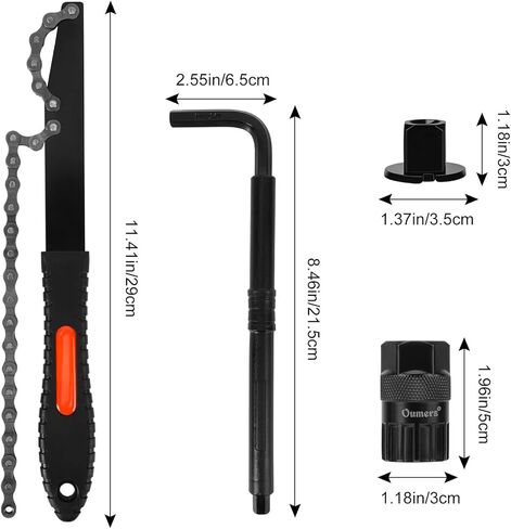 أداة إزالة كاسيت الدراجة من Oumers مع سوط سلسلة ومفتاح ربط مساعد، مفتاح ألين + رأس مربع، أداة إزالة حلقة قفل كاسيت الدراجة، أداة إزالة العجلة الحرة in Kuwait