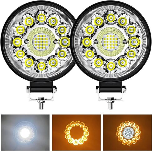 4.5 Inch LED Round Light Pods, 80W 10000LM 6500K Offroad Driving Light with White/Amber DRL Turn Signal, Fog Light with Strobe Light for Car Truck Jeep, 2 Pack in Saudi Arabia