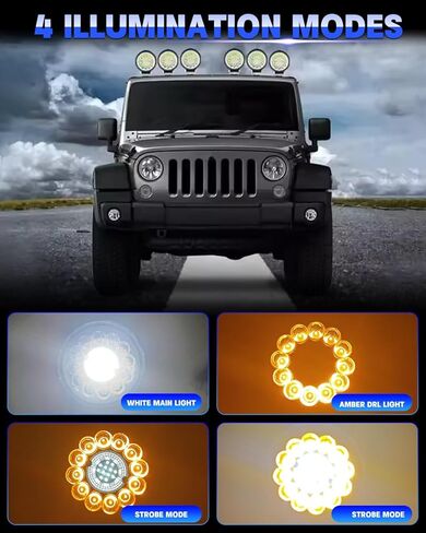 4.5 Inch LED Round Light Pods, 80W 10000LM 6500K Offroad Driving Light with White/Amber DRL Turn Signal, Fog Light with Strobe Light for Car Truck Jeep, 2 Pack in Saudi Arabia