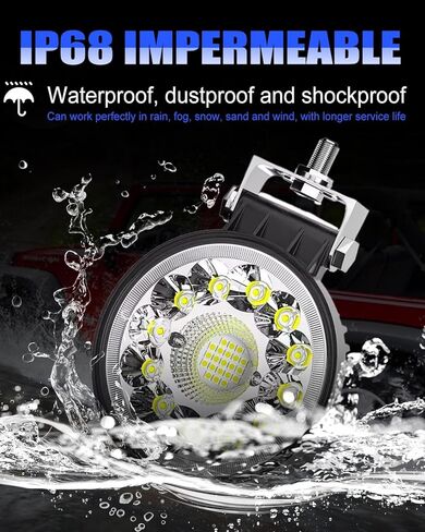 4.5 Inch LED Round Light Pods, 80W 10000LM 6500K Offroad Driving Light with White/Amber DRL Turn Signal, Fog Light with Strobe Light for Car Truck Jeep, 2 Pack in Saudi Arabia
