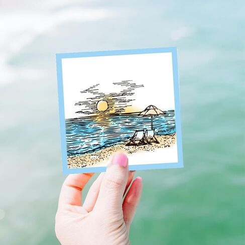 PH PandaHall Summer Beach Clear Stamps, PVC Plastic Transparent Stamps Sunset Vacation Beach Stamps Greeting Card Stamps Sealed Stamps for DIY Scrapbooking Album Decorating Card Craft Making in Saudi Arabia