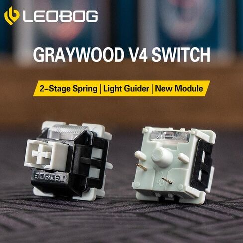 KPREPUBLIC LEOBOG Graywood V4 Switch Linear MX Stem Switch للوحة المفاتيح الميكانيكية للألعاب POM Pre Lubed 2 مراحل Spring New Module (GrayWood Switch V4 x90) in Saudi Arabia