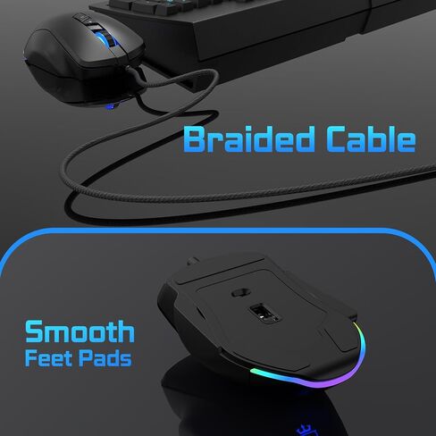 Wired Gaming Mouse with Side Plates, MMO Mouse with 14 Programmable Buttons, Ergonomic Gaming Mouse with 2 Grip Plates, Computer Mouse with Max 12,400 DPI, RGB Lighting in Saudi Arabia