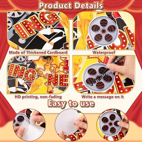 Movie Themed Bulletin Board Set - 73Pcs Back to School Rolling into New Grade Classroom Decoration Camera Lights Learn Clapperboard Film and Stage Curtain Cut-Outs for Preschool Chalkboard Supplies in Saudi Arabia