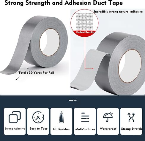Duct Tape Heavy Duty Waterproof Packing Black Tape 5 Pack 1.88 in 30 Yards 11 Mil Thick Strong Flexible No Residue Industrial Strength All Weather and Easy Tear by Hand in Saudi Arabia
