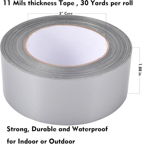Duct Tape Heavy Duty Waterproof Packing Black Tape 5 Pack 1.88 in 30 Yards 11 Mil Thick Strong Flexible No Residue Industrial Strength All Weather and Easy Tear by Hand in Saudi Arabia