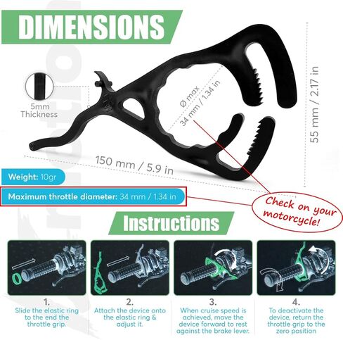 Motorcycle Cruise Control Throttle Lock, Effortless Riding with Throttle Assist and Hand Throttle Control, Maximum handlebar diameter 34 mm in Saudi Arabia