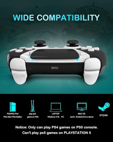 وحدة تحكم لاسلكية OUBANG YMIR لجهاز تحكم PS4/Slim/Pro/PC، لوحة تحكم عن بعد لجهاز PS4/Steam/iOS/MAC مع عصا تحكم بتأثير Hall، وظيفة برمجة رسم خرائط توربو، والاهتزاز، ومستشعر الحركة in Kuwait