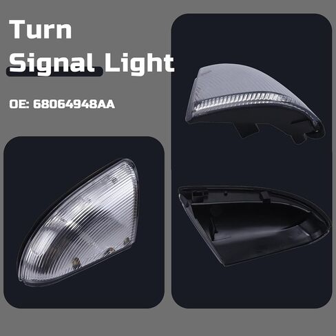 LED Front Left Driver Side Mirror Turn Signal Puddle Light Lamp Assembly Fits For Dodge Ram 1500 2500 2009-2022 68064949AA in Saudi Arabia