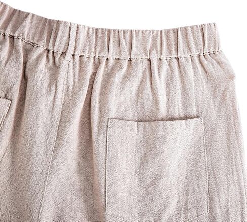 Men's Flat Front Shorts Cotton Linen Button Up Closure Elastic Waist Summer Beach Shorts Regular Fit in Saudi Arabia