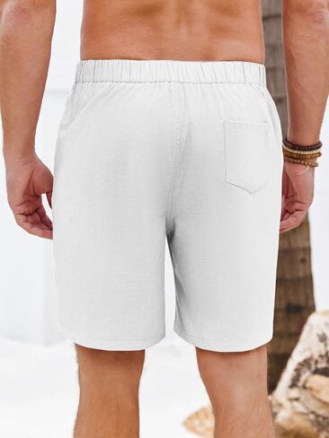 Runcati Mens Casual Shorts Elastic Waist Drawstring Lightweight Cotton Summer Beach Shorts in Saudi Arabia