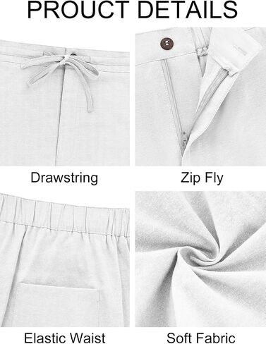 Runcati Mens Casual Shorts Elastic Waist Drawstring Lightweight Cotton Summer Beach Shorts in Saudi Arabia