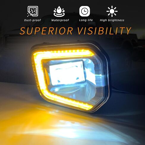 LED 4 eyes Fog Lights fit for 2016 2017 2018 2019 2020 2021 2022 2023 Toyota Tacoma (Fits SR, SR5 Model Only), A Pair Front Bumper Driving Fog Lamps with DRL and Turn Signal Light- Clear Lens in Saudi Arabia