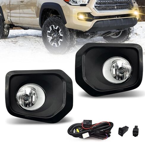 LED 4 eyes Fog Lights fit for 2016 2017 2018 2019 2020 2021 2022 2023 Toyota Tacoma (Fits SR, SR5 Model Only), A Pair Front Bumper Driving Fog Lamps with DRL and Turn Signal Light- Clear Lens in Saudi Arabia