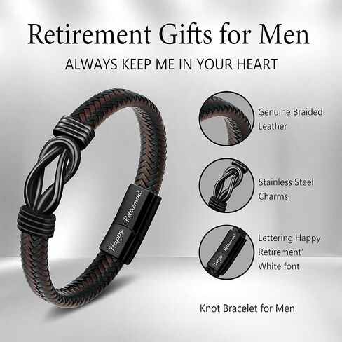 Joycuff 𝗥𝗲𝘁𝗶𝗿𝗲𝗺𝗲𝗻𝘁 𝗚𝗶𝗳𝘁𝘀 𝗠𝗲𝗻 𝗠𝗲𝗻 سعيد سوار عقدة من الفولاذ المقاوم للصدأ ، أفضل هدايا للتقاعد للمعلم أصدقاء أبي جد العم العم in Saudi Arabia