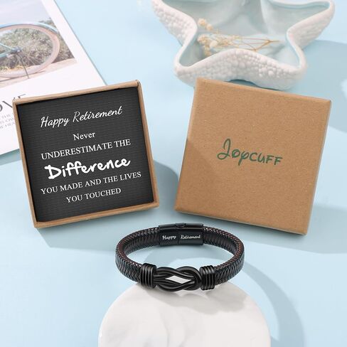 Joycuff 𝗥𝗲𝘁𝗶𝗿𝗲𝗺𝗲𝗻𝘁 𝗚𝗶𝗳𝘁𝘀 𝗠𝗲𝗻 𝗠𝗲𝗻 سعيد سوار عقدة من الفولاذ المقاوم للصدأ ، أفضل هدايا للتقاعد للمعلم أصدقاء أبي جد العم العم in Saudi Arabia