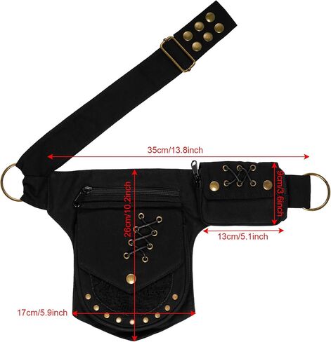SUMERSHA Women Waist Bag Renaissance Bag Faire Festival Bag Thigh Drop Leg Bag Fanny Pack with Adjustable Belt Travel Outdoor Waist Bag Renaissance Accessories (Black) in Saudi Arabia