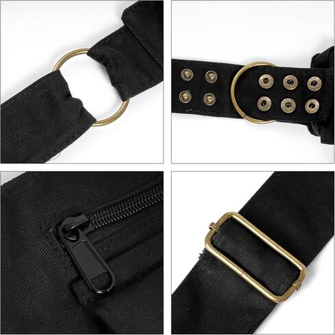 SUMERSHA Women Waist Bag Renaissance Bag Faire Festival Bag Thigh Drop Leg Bag Fanny Pack with Adjustable Belt Travel Outdoor Waist Bag Renaissance Accessories (Black) in Saudi Arabia