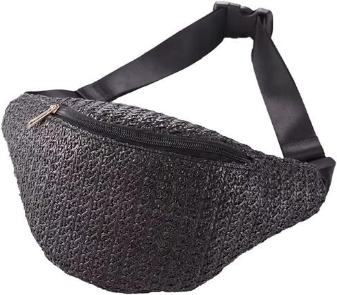 IAMUHI Straw Woven Fanny Pack Cross Chest Shoulder Handbag Purse Handwoven Beach Bag,Beige in Kuwait