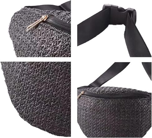 IAMUHI Straw Woven Fanny Pack Cross Chest Shoulder Handbag Purse Handwoven Beach Bag,Beige in Kuwait