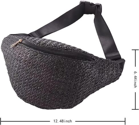 IAMUHI Straw Woven Fanny Pack Cross Chest Shoulder Handbag Purse Handwoven Beach Bag,Beige in Kuwait